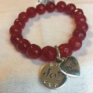Brighton Red Beaded Joy & Love Bracelet (NWT)